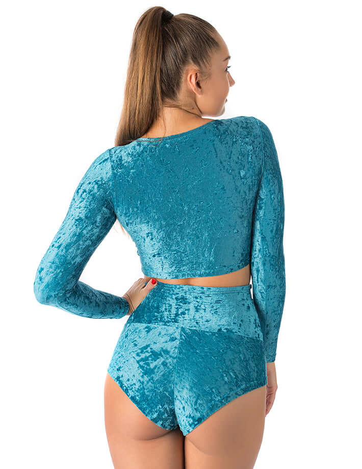 Velvet crop top Pavi | Crop Top | Color: red velvet | Gymnastics crop top | Long Sleeve | Dragonfly Clothing and Yoga Wear