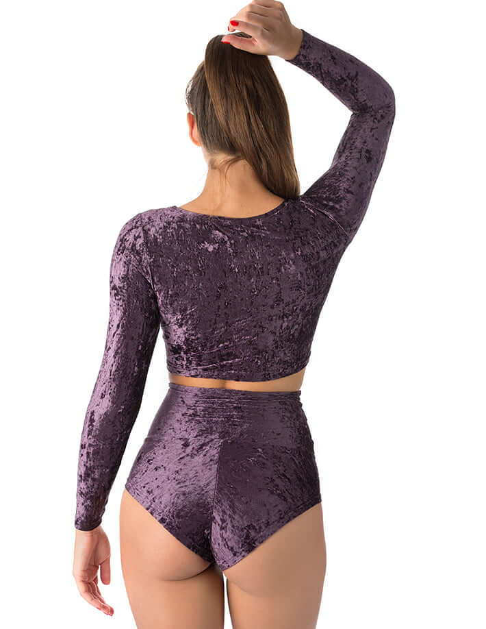 Velvet crop top Pavi | Crop Top | Color: red velvet | Gymnastics crop top | Long Sleeve | Dragonfly Clothing and Yoga Wear