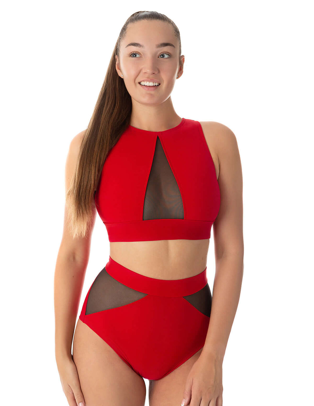 Mesh sports bra Rachel | Sports bra | Color: red / mesh | Women's sports bra | Dragonfly Pole Dance Clothes and Bikram Hot Yoga Outfit