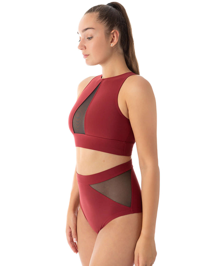 Mesh sports bra Rachel | Sports bra | Color: khaki / mesh | Women's sports bra | Dragonfly Pole Dance Clothes and Bikram Hot Yoga Outfit