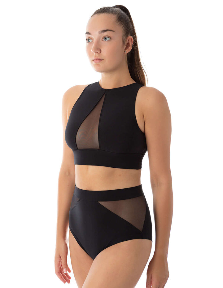 Mesh sports bra Rachel | Sports bra | Color: khaki / mesh | Women's sports bra | Dragonfly Pole Dance Clothes and Bikram Hot Yoga Outfit