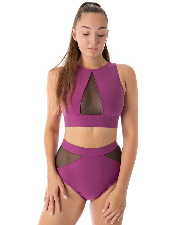 Mesh sports bra Rachel | Sports bra | Color: ruby / mesh | Women's sports bra | Dragonfly Pole Dance Clothes and Bikram Hot Yoga Outfit