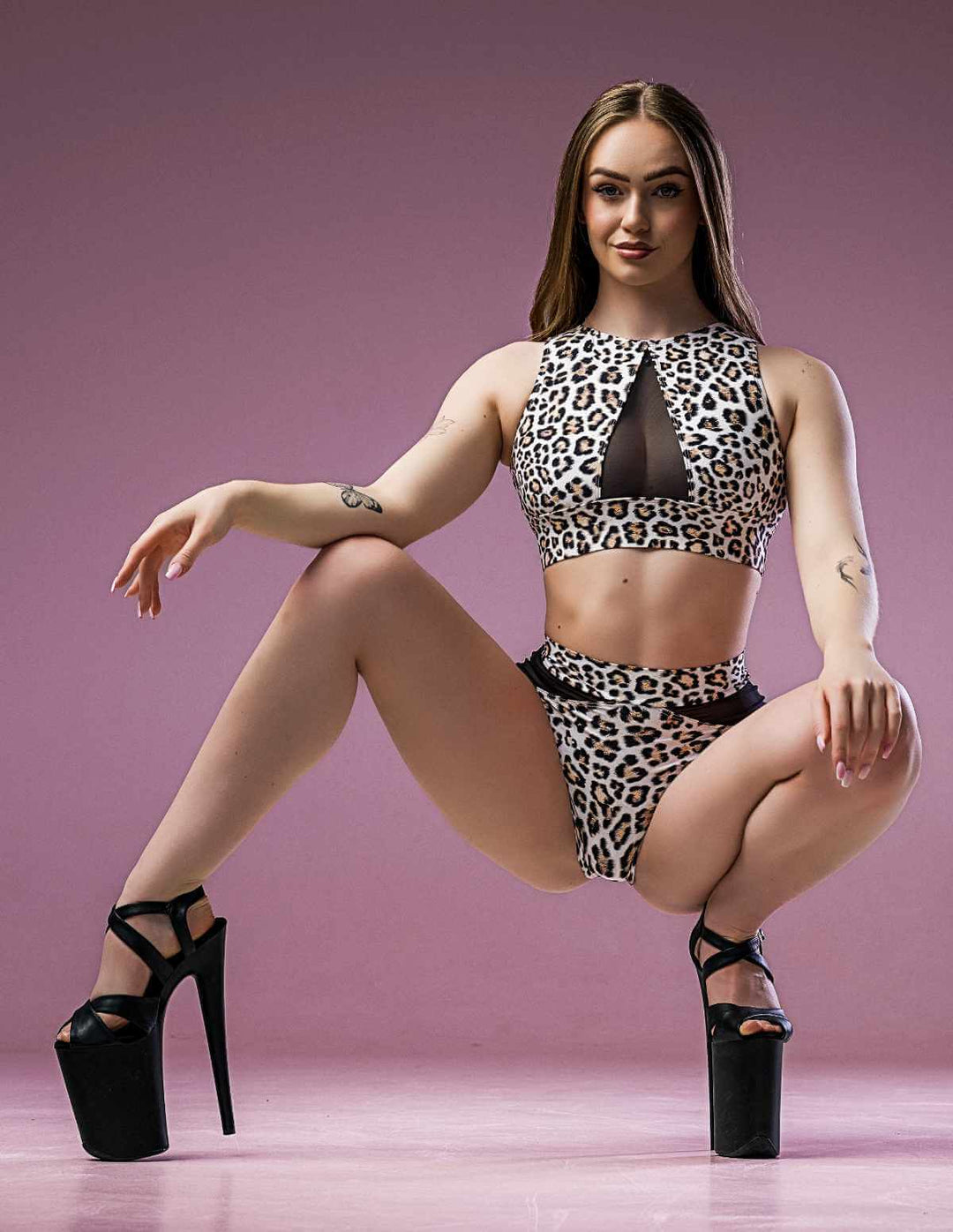 Pole shorts Monica Leo | Shorts | Color: Leo / mesh | Pole Shorts | Dragonfly Pole Dance Clothing and Bikram Hot Yoga Wear