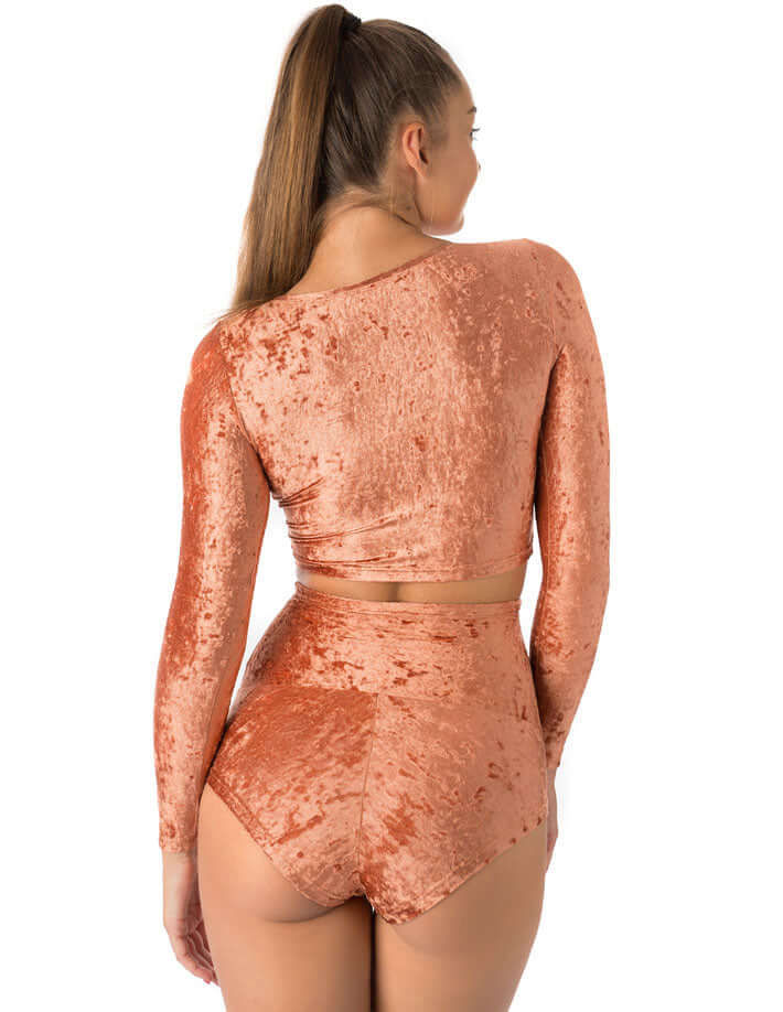 Velvet crop top Pavi | Crop Top | Color: red velvet | Gymnastics crop top | Long Sleeve | Dragonfly Clothing and Yoga Wear