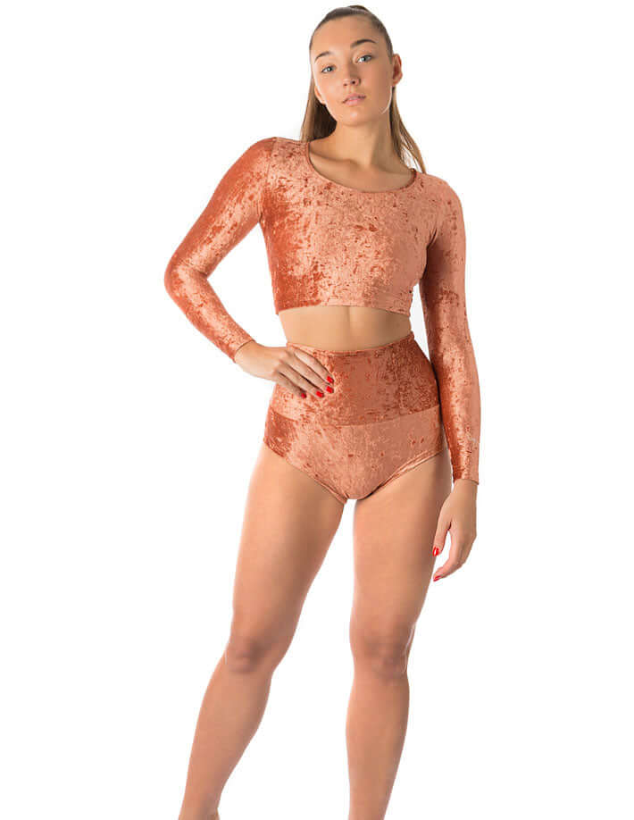 Velvet crop top Pavi | Crop Top | Color: red velvet | Gymnastics crop top | Long Sleeve | Dragonfly Clothing and Yoga Wear