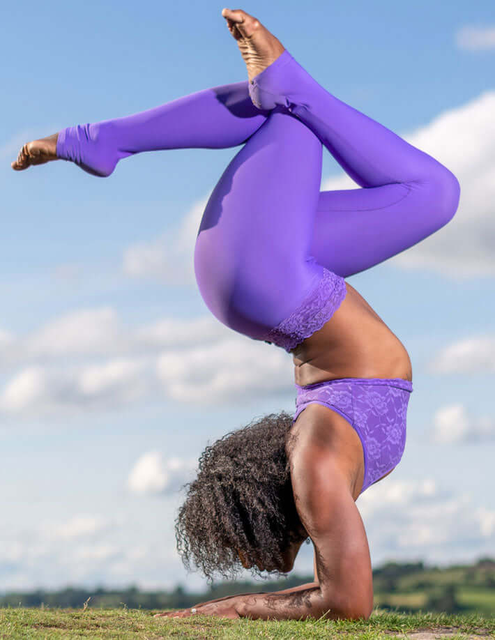 Lace leggings Adriana | Leggings | Color: violet lace | Yoga Leggings | Dragonfly Pole Wear and Bikram Hot Yoga Clothes