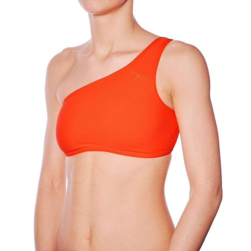 One shoulder sports bra Carmen | Sports bra | Color: red | Women's sports bra | Dragonfly Pole Dance Clothes and Bikram Hot Yoga Outfit