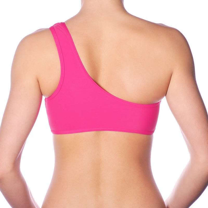 One shoulder sports bra Carmen | Sports bra | Color: red | Women's sports bra | Dragonfly Pole Dance Clothes and Bikram Hot Yoga Outfit