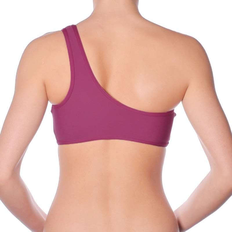 One shoulder sports bra Carmen | Sports bra | Color: red | Women's sports bra | Dragonfly Pole Dance Clothes and Bikram Hot Yoga Outfit