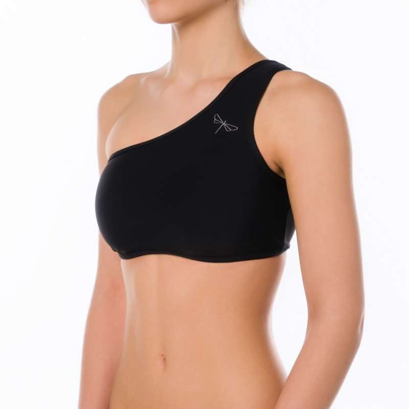 One shoulder sports bra Carmen | Sports bra | Color: red | Women's sports bra | Dragonfly Pole Dance Clothes and Bikram Hot Yoga Outfit