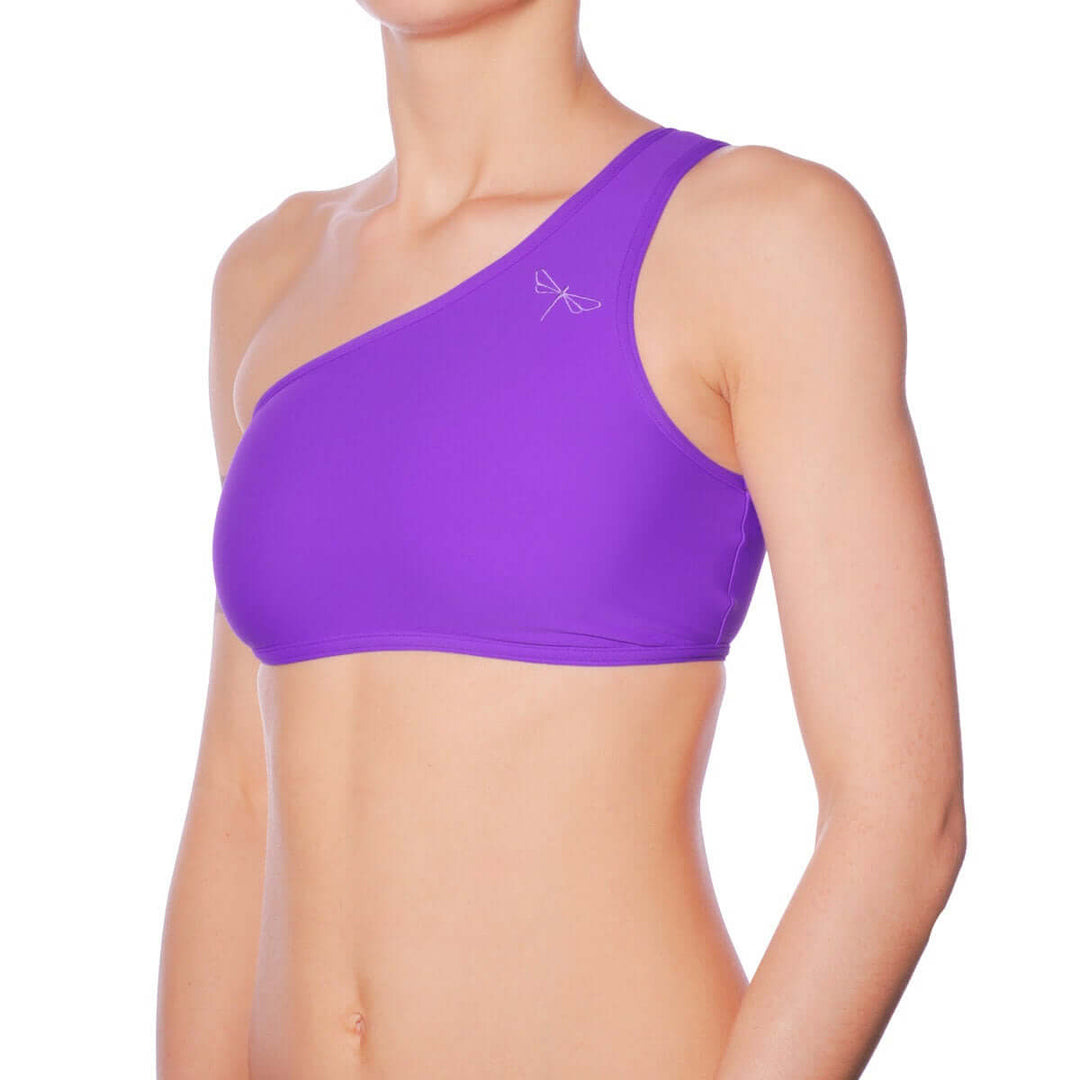 One shoulder sports bra Carmen | Sports bra | Color: red | Women's sports bra | Dragonfly Pole Dance Clothes and Bikram Hot Yoga Outfit