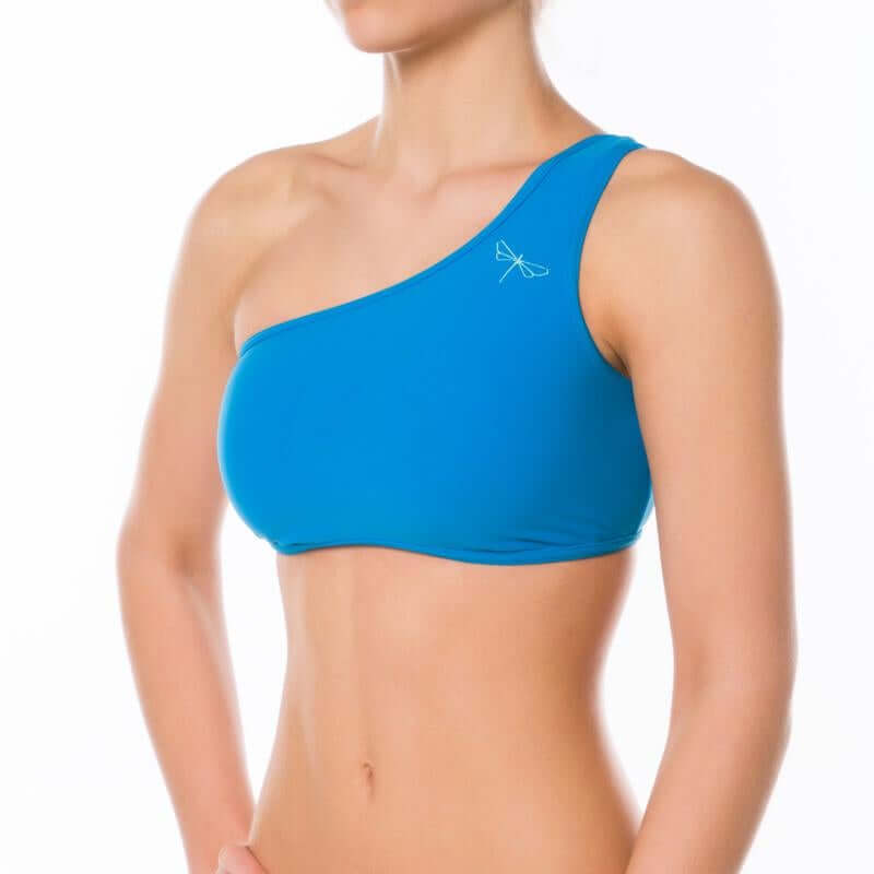 One shoulder sports bra Carmen | Sports bra | Color: red | Women's sports bra | Dragonfly Pole Dance Clothes and Bikram Hot Yoga Outfit