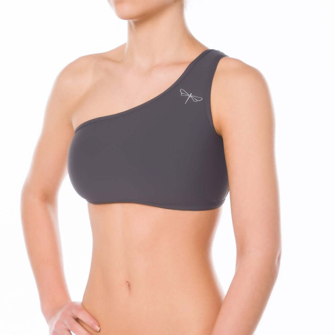 One shoulder sports bra Carmen | Sports bra | Color: red | Women's sports bra | Dragonfly Pole Dance Clothes and Bikram Hot Yoga Outfit
