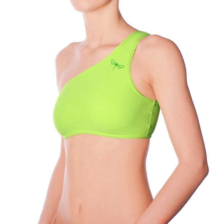 One shoulder sports bra Carmen | Sports bra | Color: red | Women's sports bra | Dragonfly Pole Dance Clothes and Bikram Hot Yoga Outfit