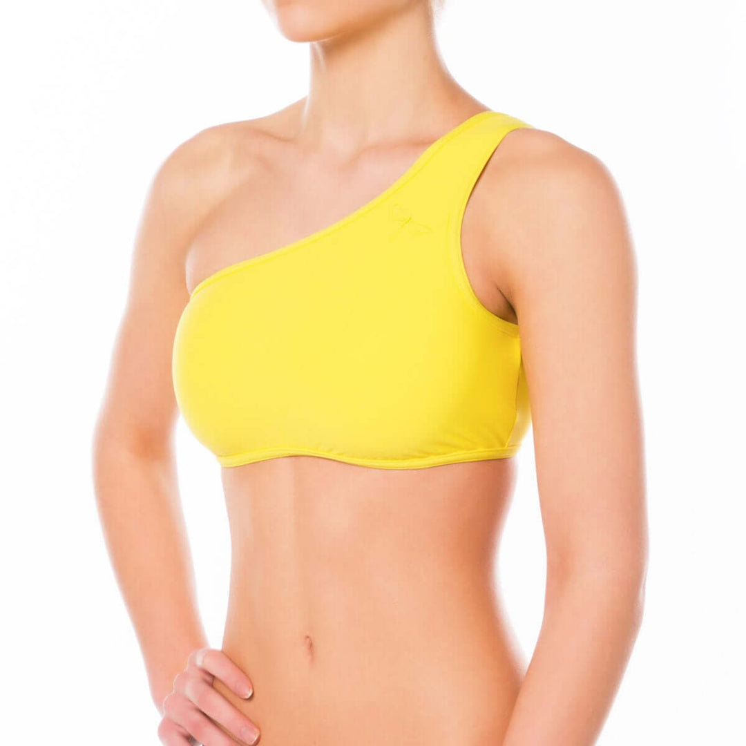 One shoulder sports bra Carmen | Sports bra | Color: red | Women's sports bra | Dragonfly Pole Dance Clothes and Bikram Hot Yoga Outfit
