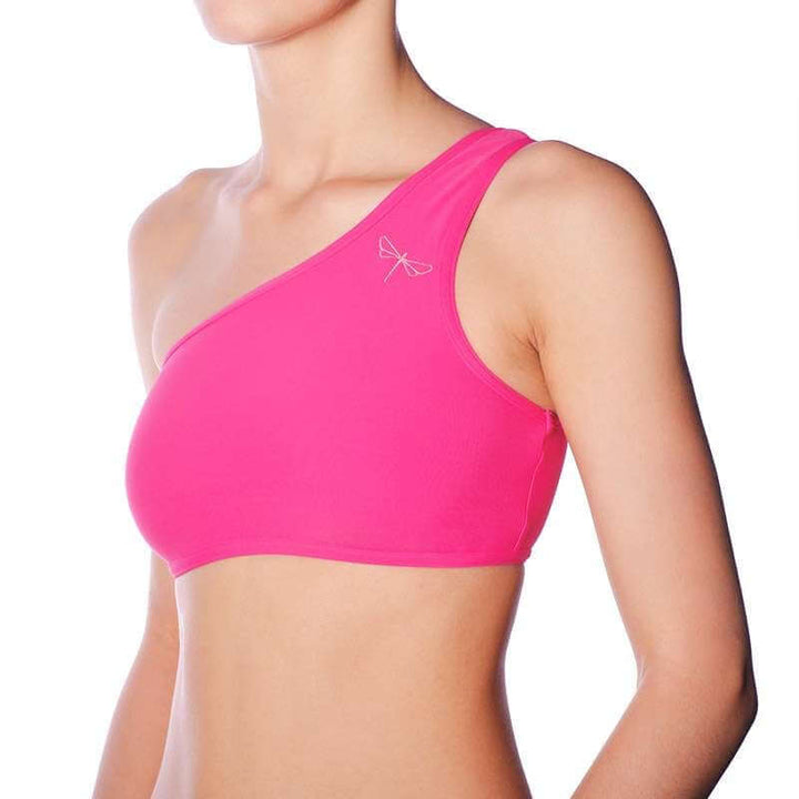 One shoulder sports bra Carmen | Sports bra | Color: red | Women's sports bra | Dragonfly Pole Dance Clothes and Bikram Hot Yoga Outfit