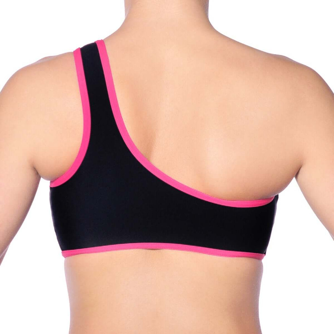One shoulder sports bra Carmen | Sports bra | Color: red | Women's sports bra | Dragonfly Pole Dance Clothes and Bikram Hot Yoga Outfit