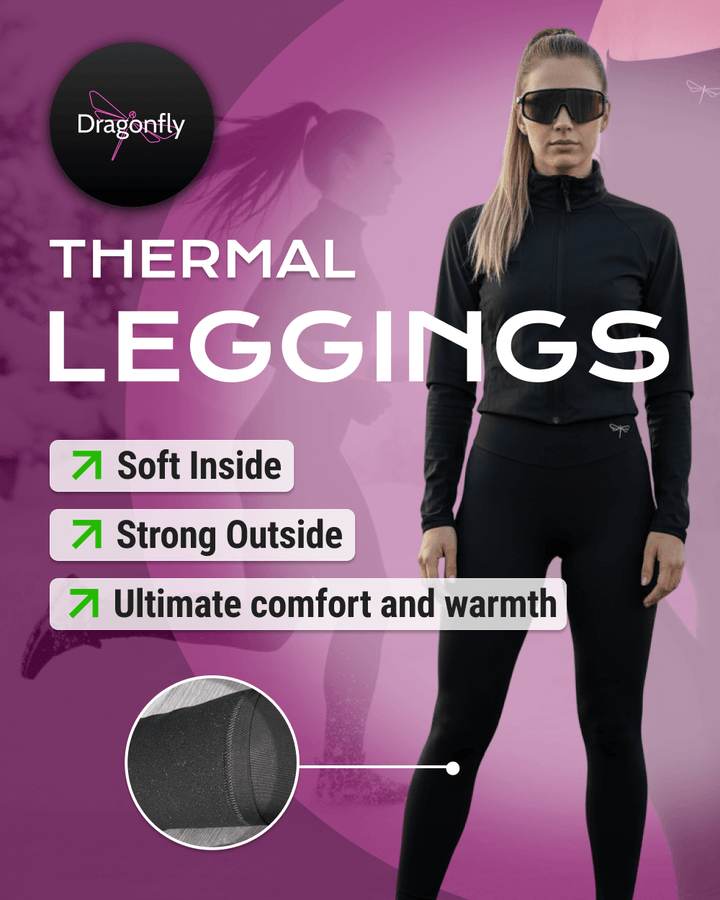 Thermal leggings Lea ❄ | Zimní zateplené legíny | Color: black | Yoga Leggings | Damen Thermo Leggings für Winter Dragonfly