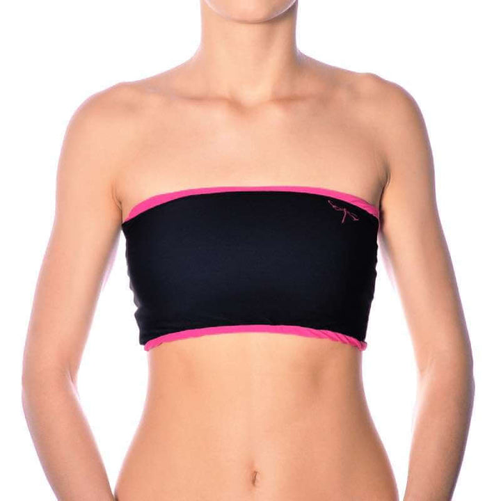 Brassière bandeau sans bretelles noire et rose pour pole dance et hot yoga