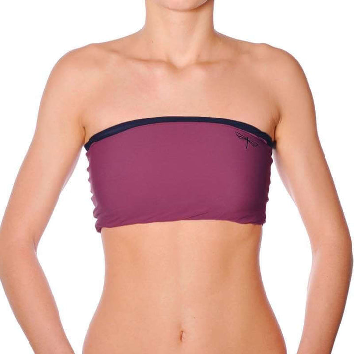 Brassière bandeau sans bretelles rubis et noire pour pole dance et hot yoga