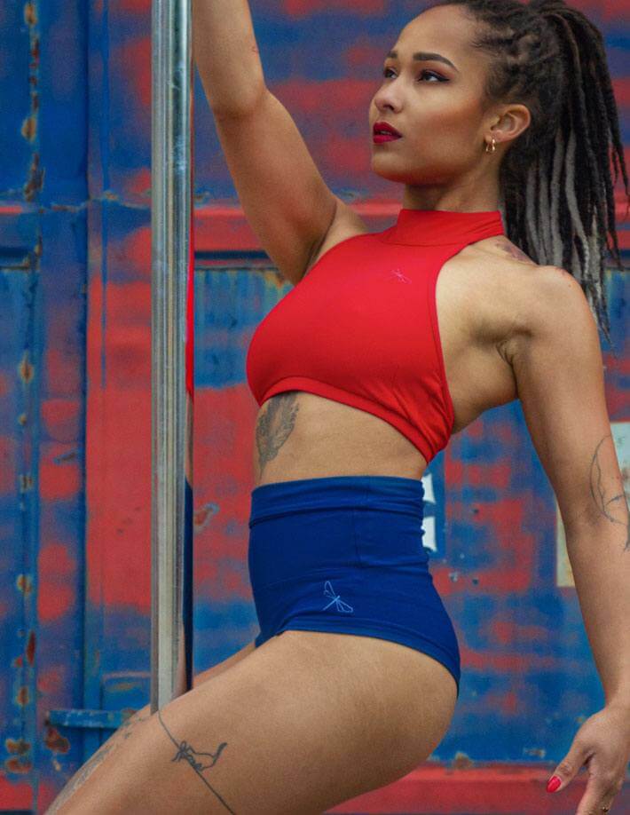 Halter sports bra Lisette | Halter Neck Sports Bra | Sports bra | Color: red | Women's sports bra | Dragonfly Pole Dance Clothes and Bikram Hot Yoga Outfit